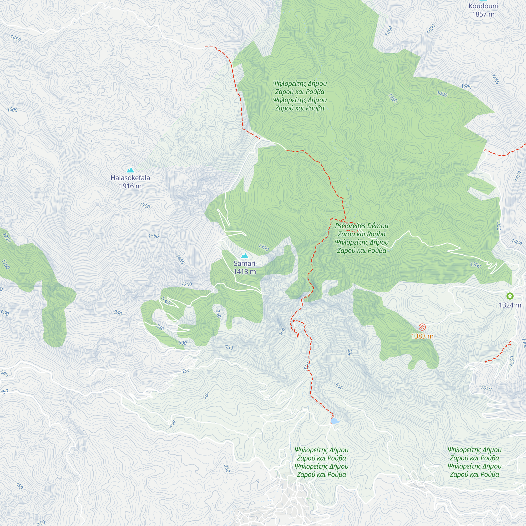 Rouvas Refuge map