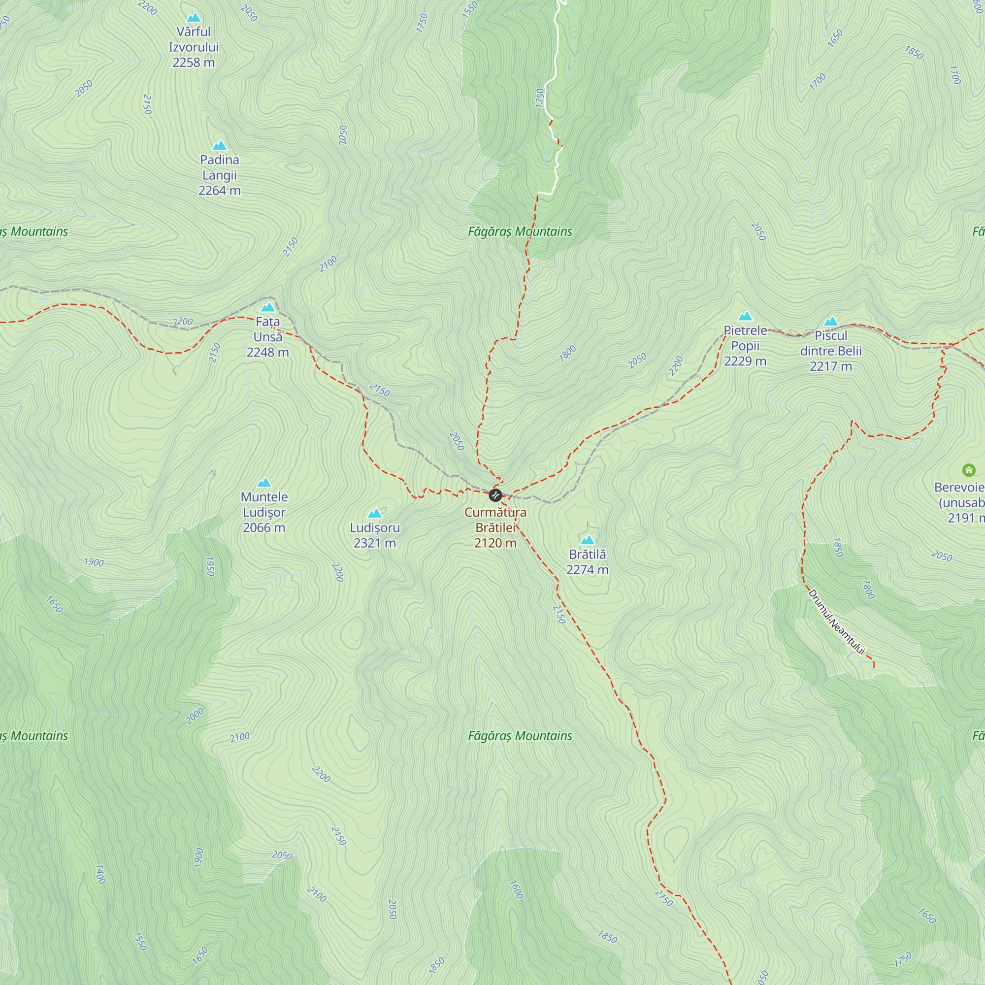 Refugiul Curmătura Brătilei map
