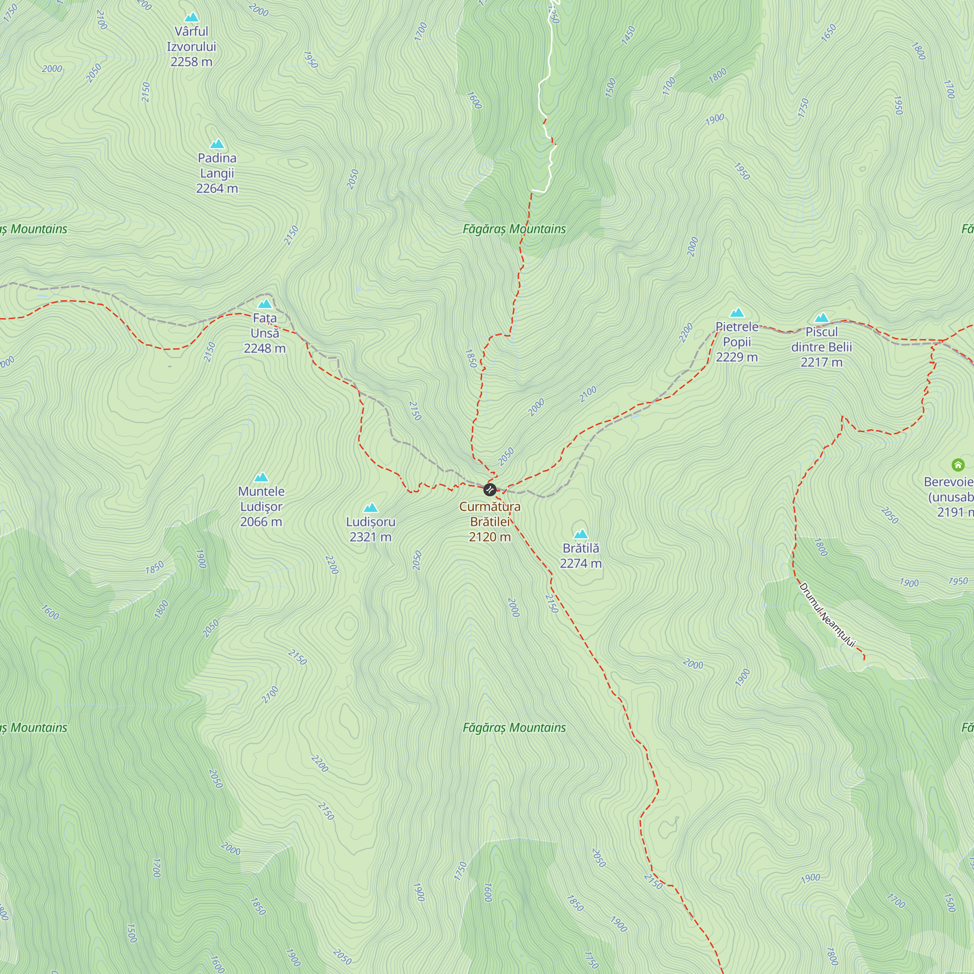 Refugiul Curmătura Brătilei map