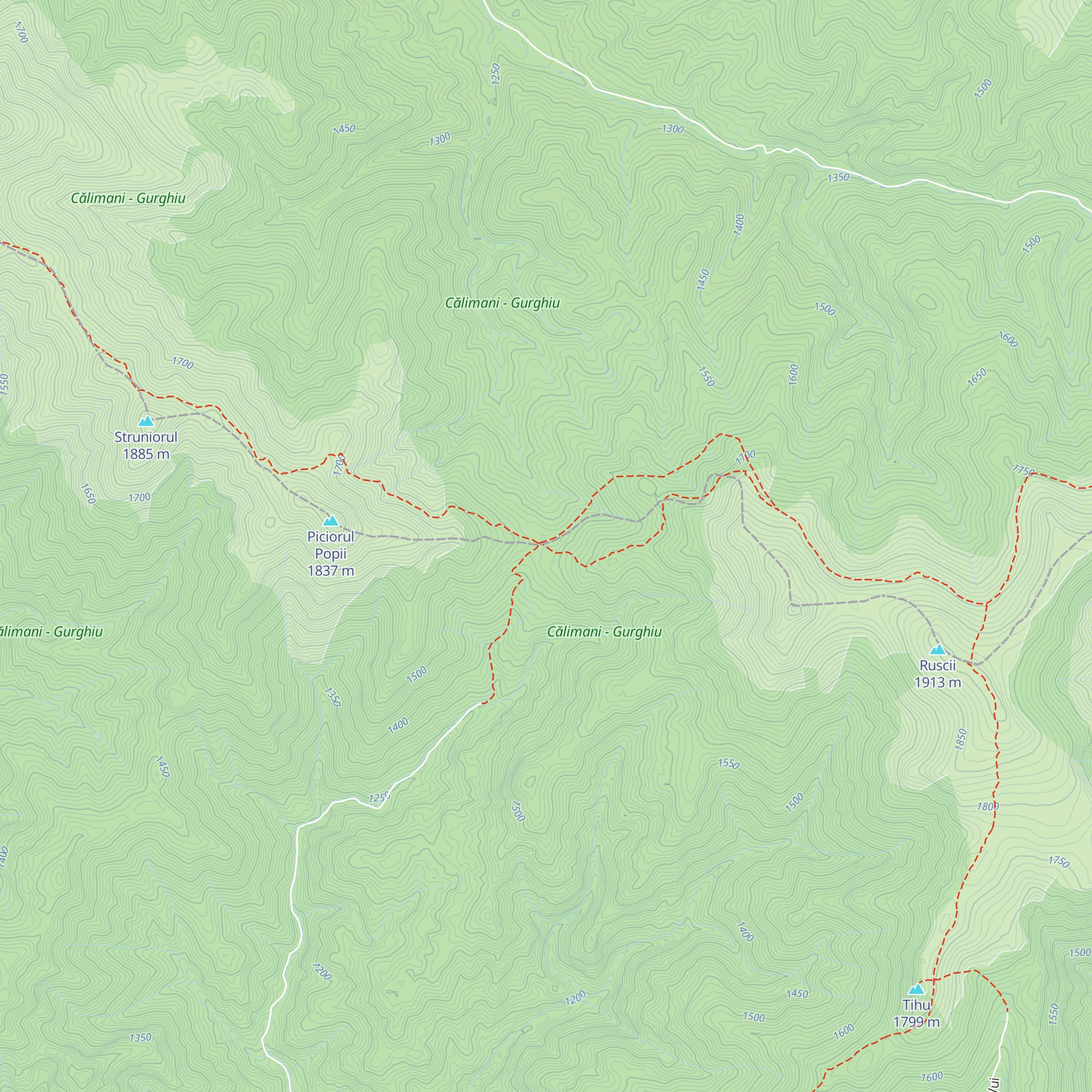 Refugiul Curmătura Tihului map