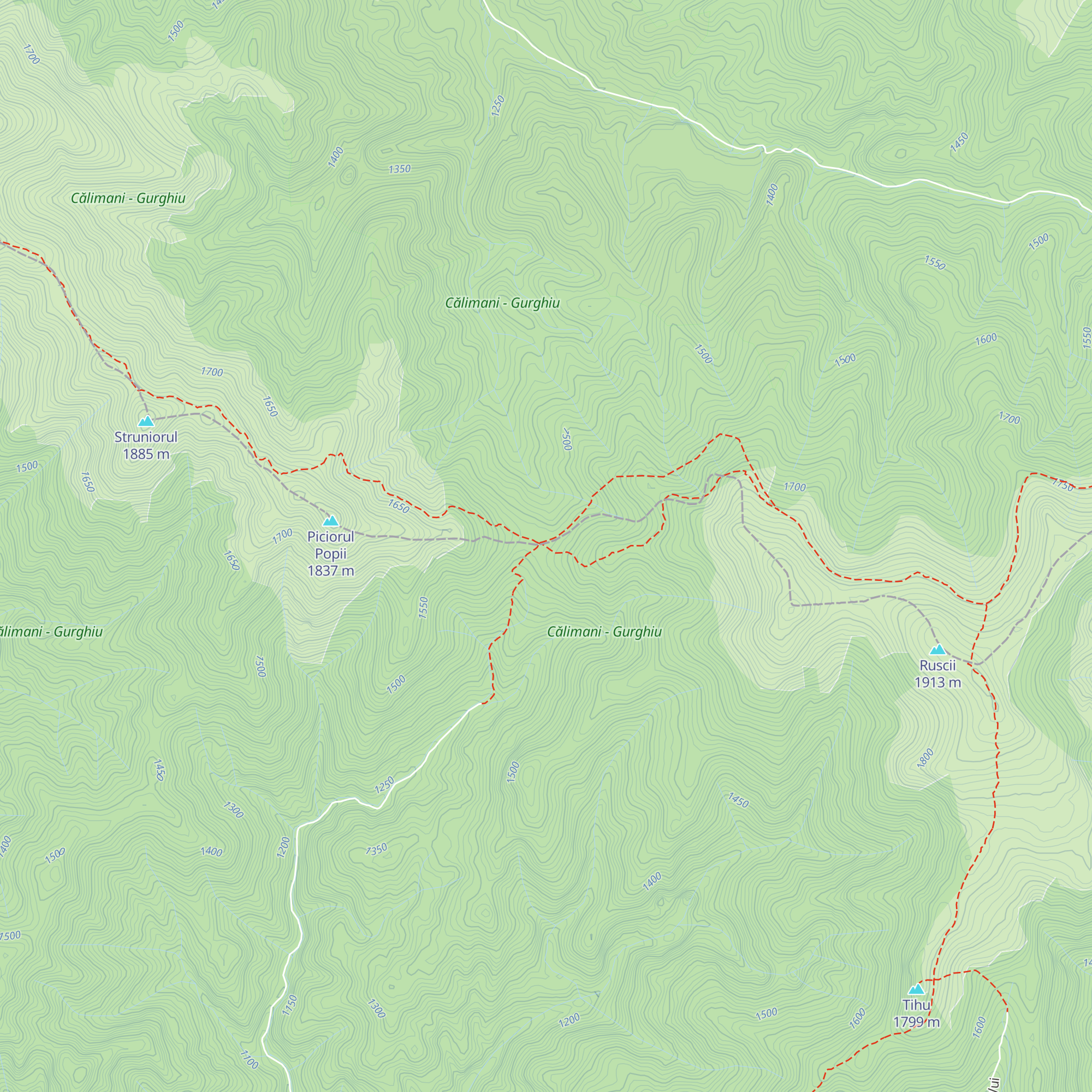 Refugiul Curmătura Tihului map