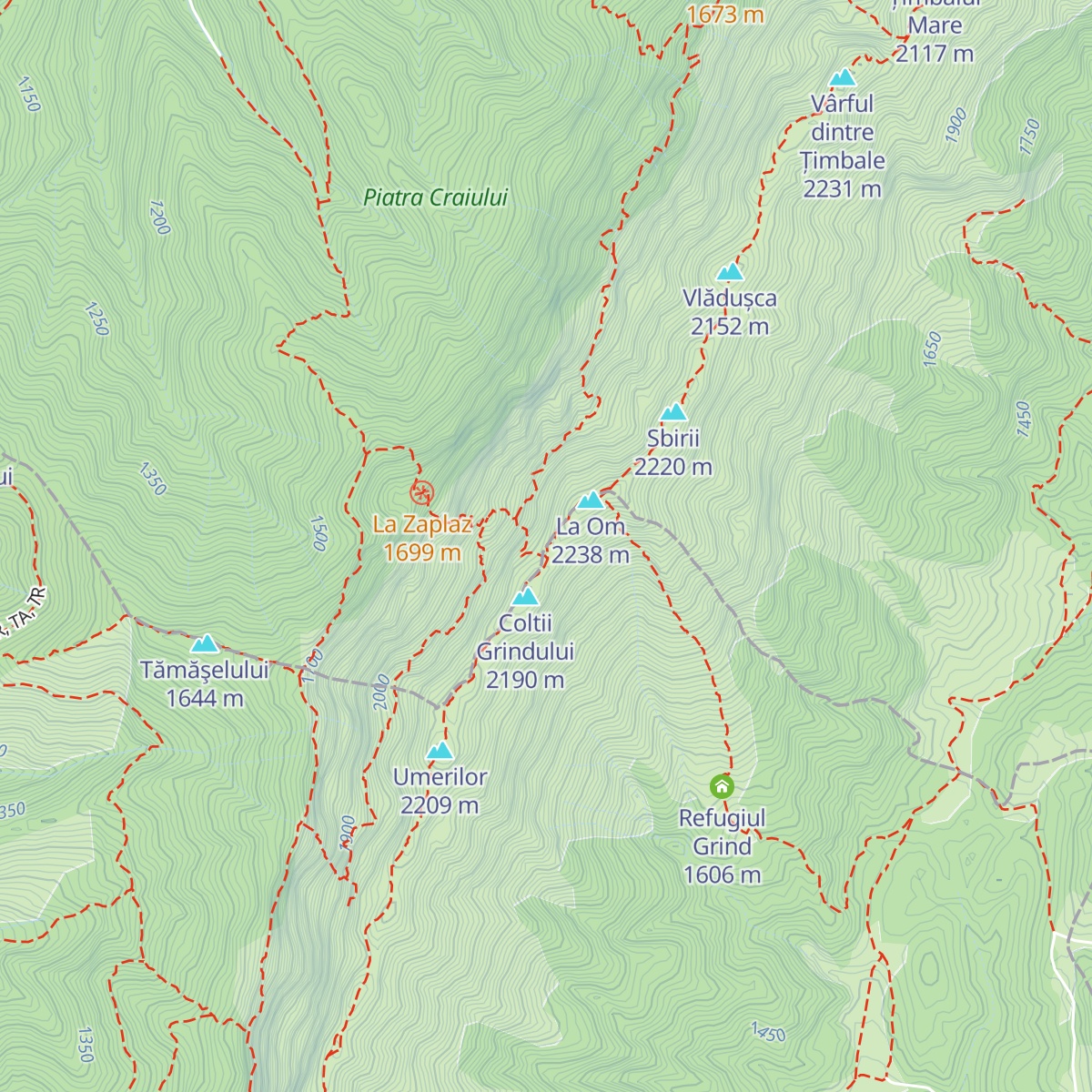 Refugiul Saua Grindului map