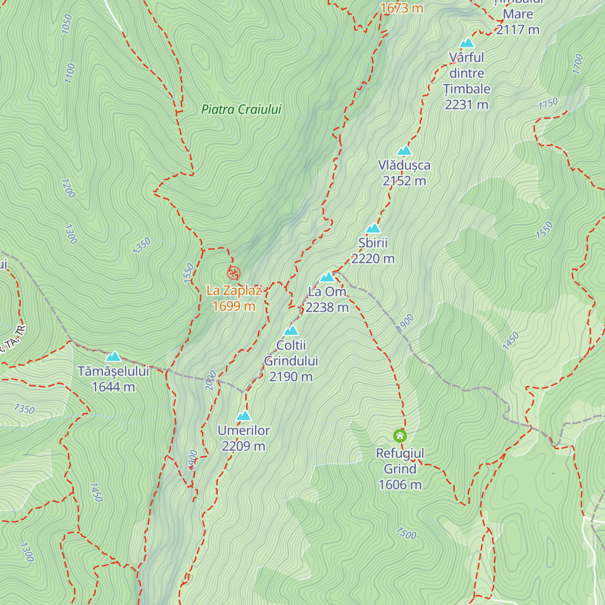 Refugiul Saua Grindului map