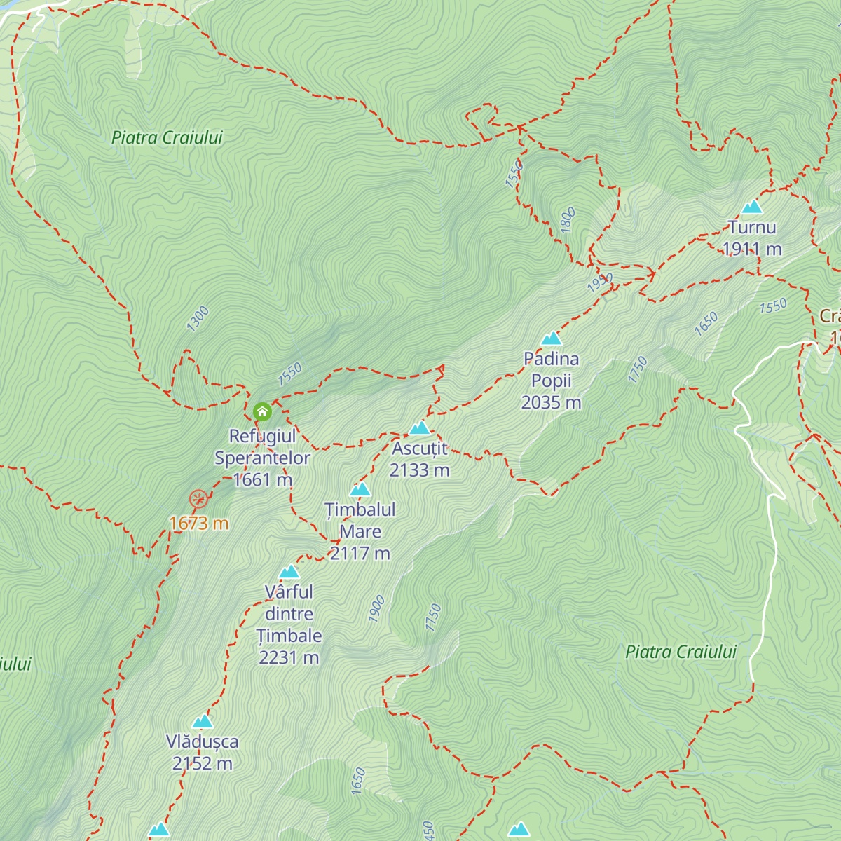 Refugiul Vârful Ascuțit map
