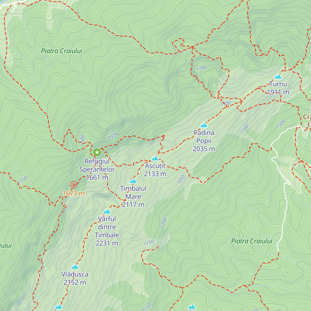 Refugiul Vârful Ascuțit map