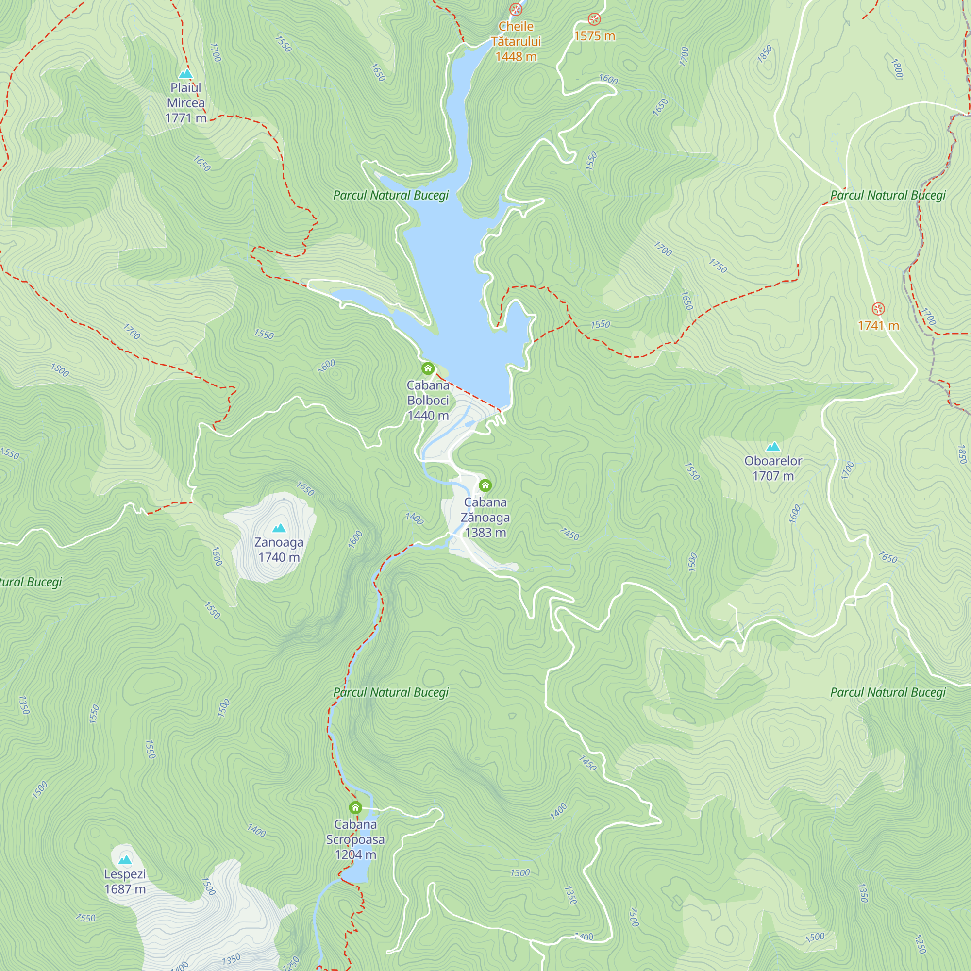 Cabana Zănoaga map