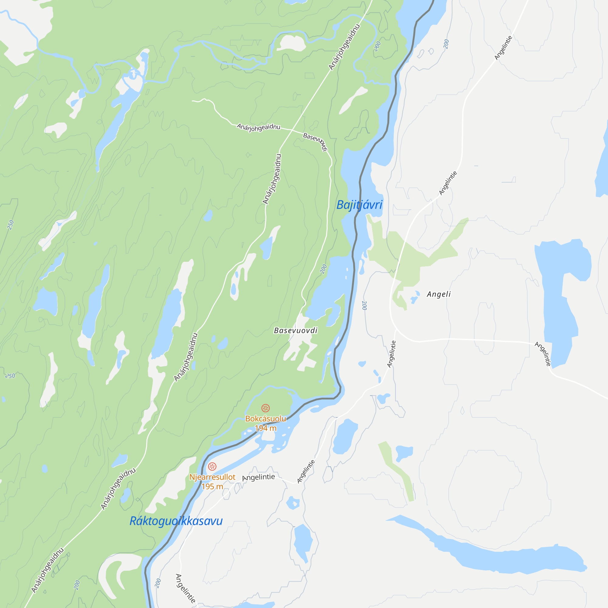Basevuovdi fjellstue map