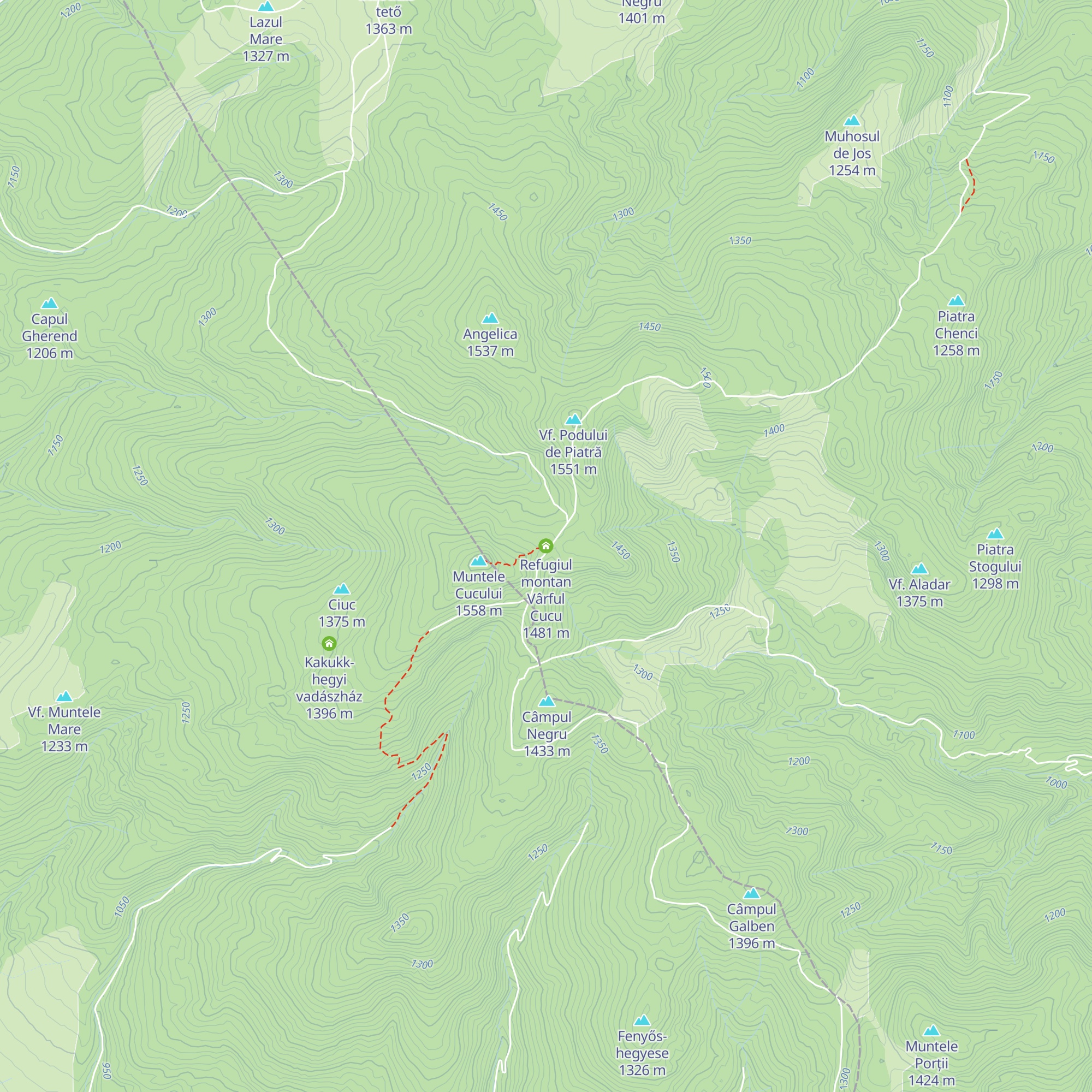 Refugiul montan Vârful Cucu map