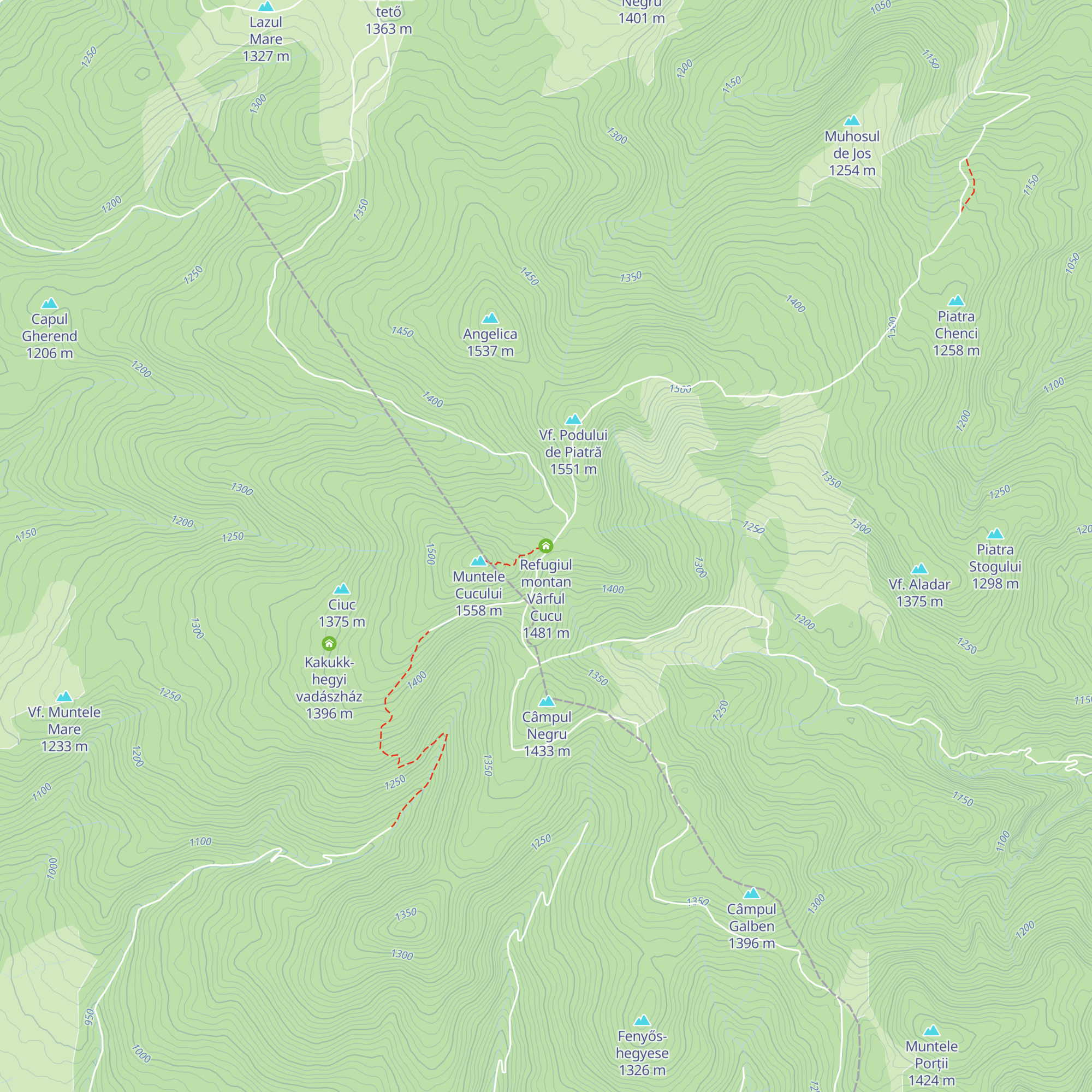Refugiul montan Vârful Cucu map