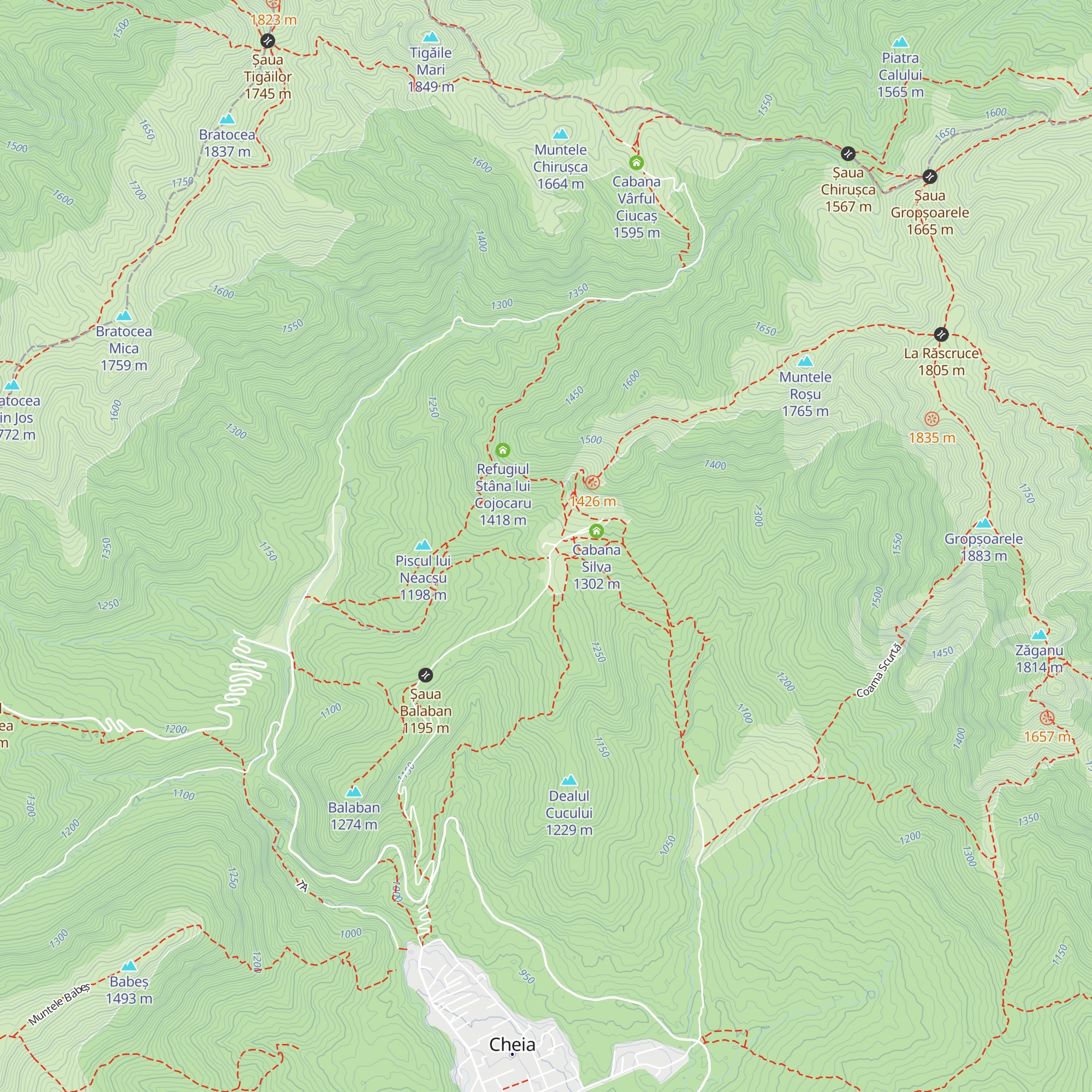 Cabana Muntele Roșu map