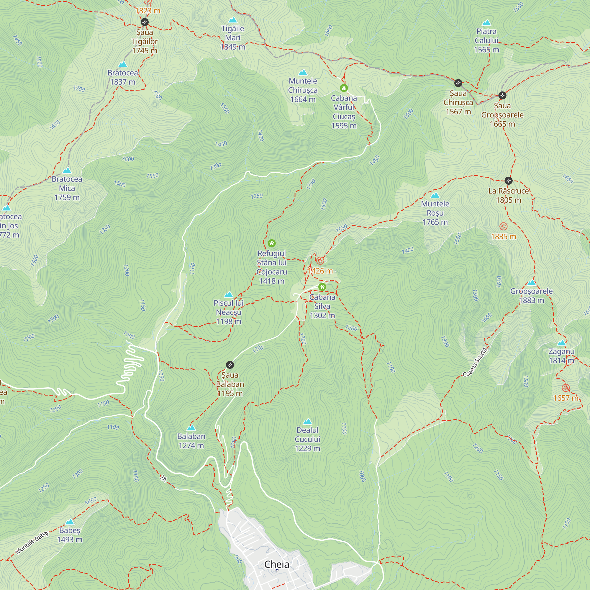 Cabana Muntele Roșu map