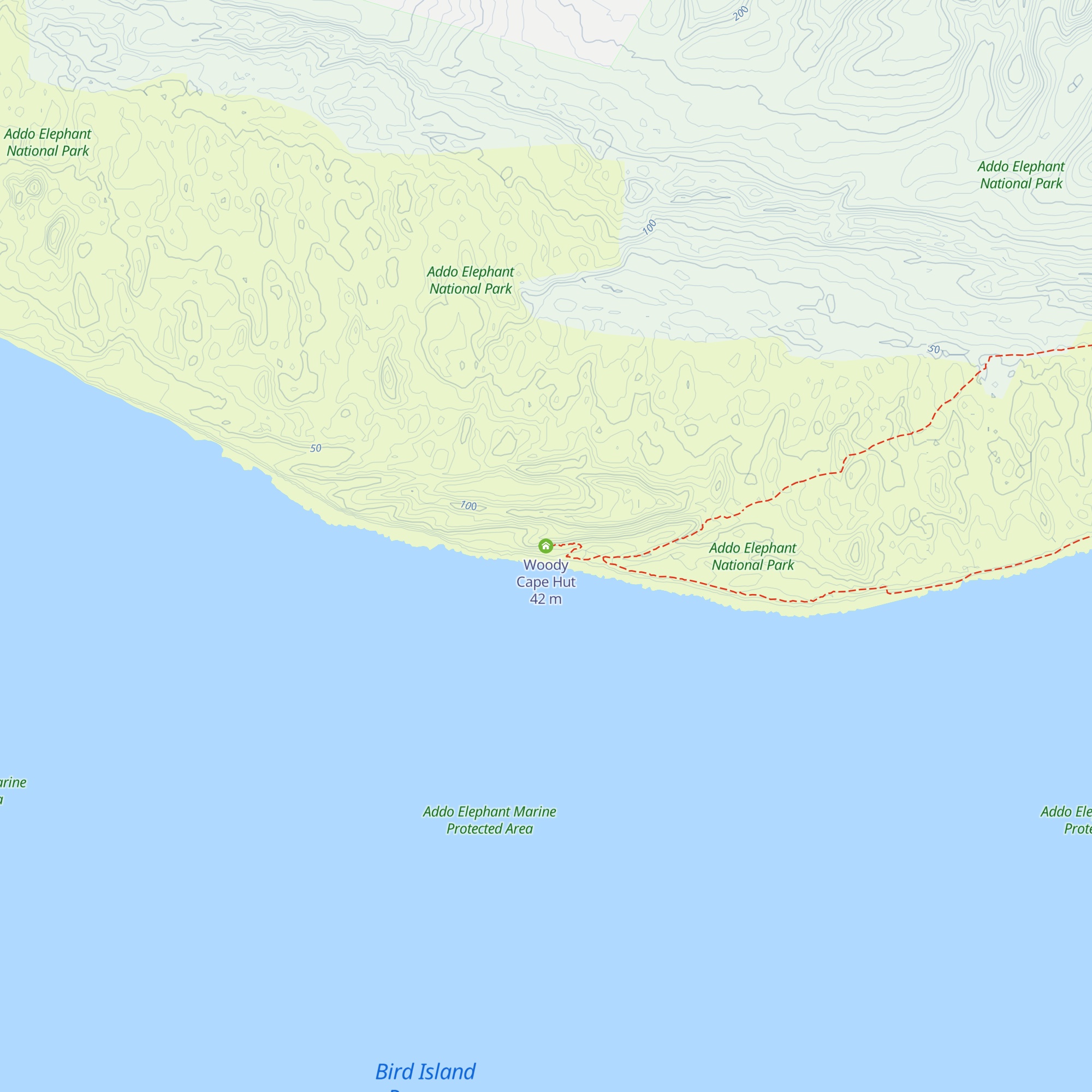 Woody Cape Hut map