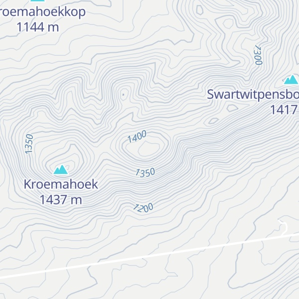 Map of Swartwitpensbokfonteinberge