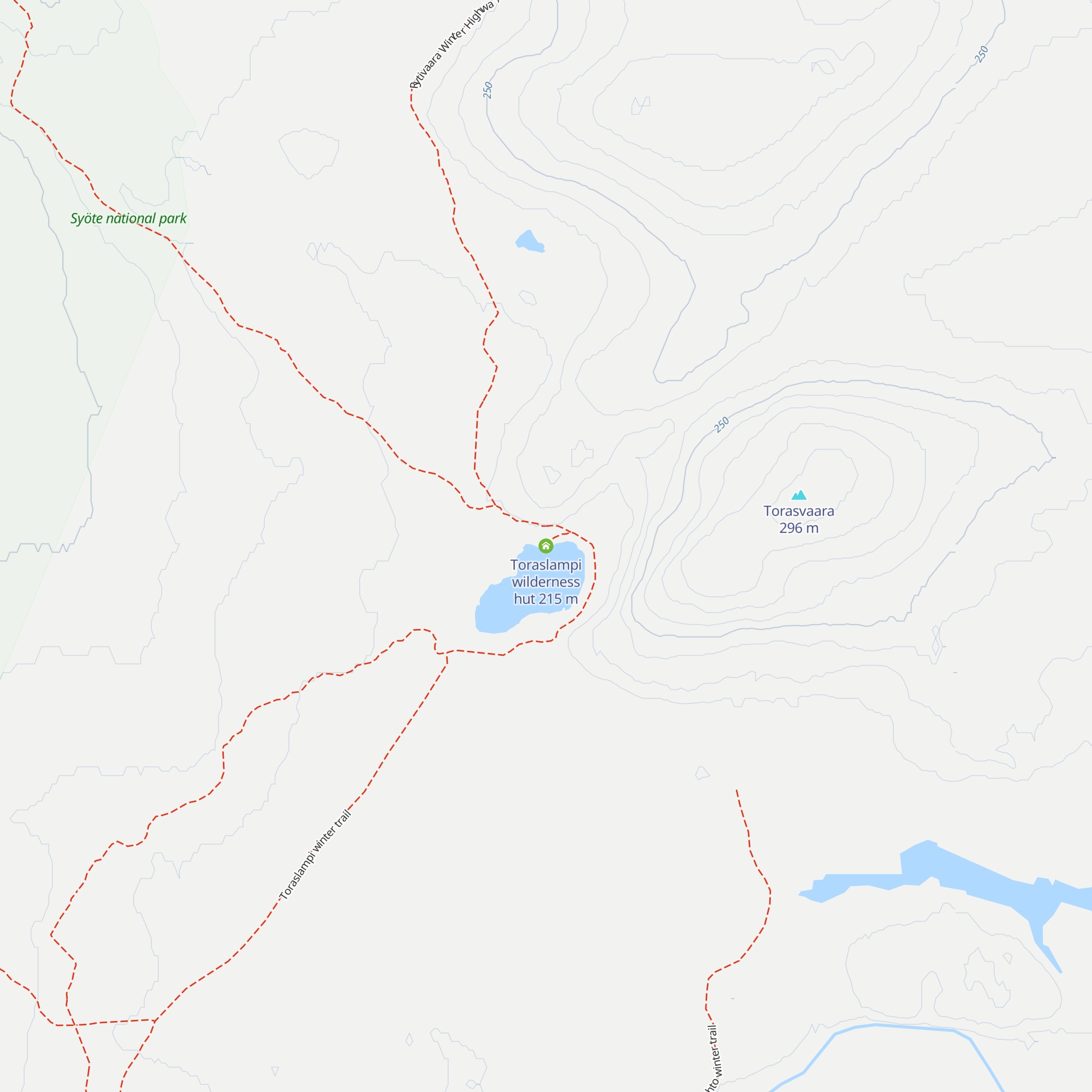 Toraslampi wilderness hut map