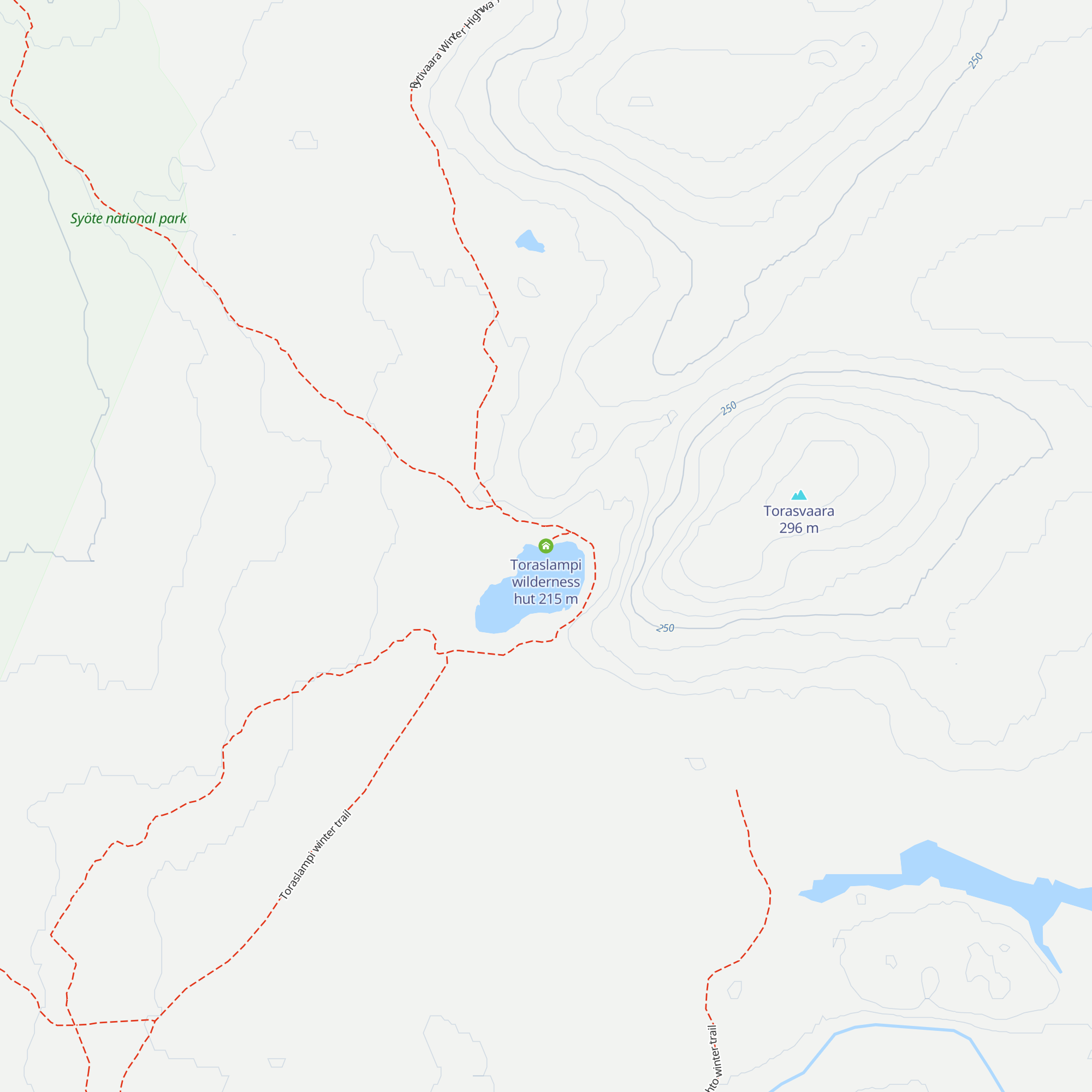 Toraslampi wilderness hut map
