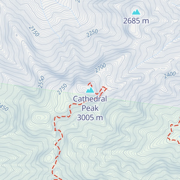 Map of Cathedral Peak