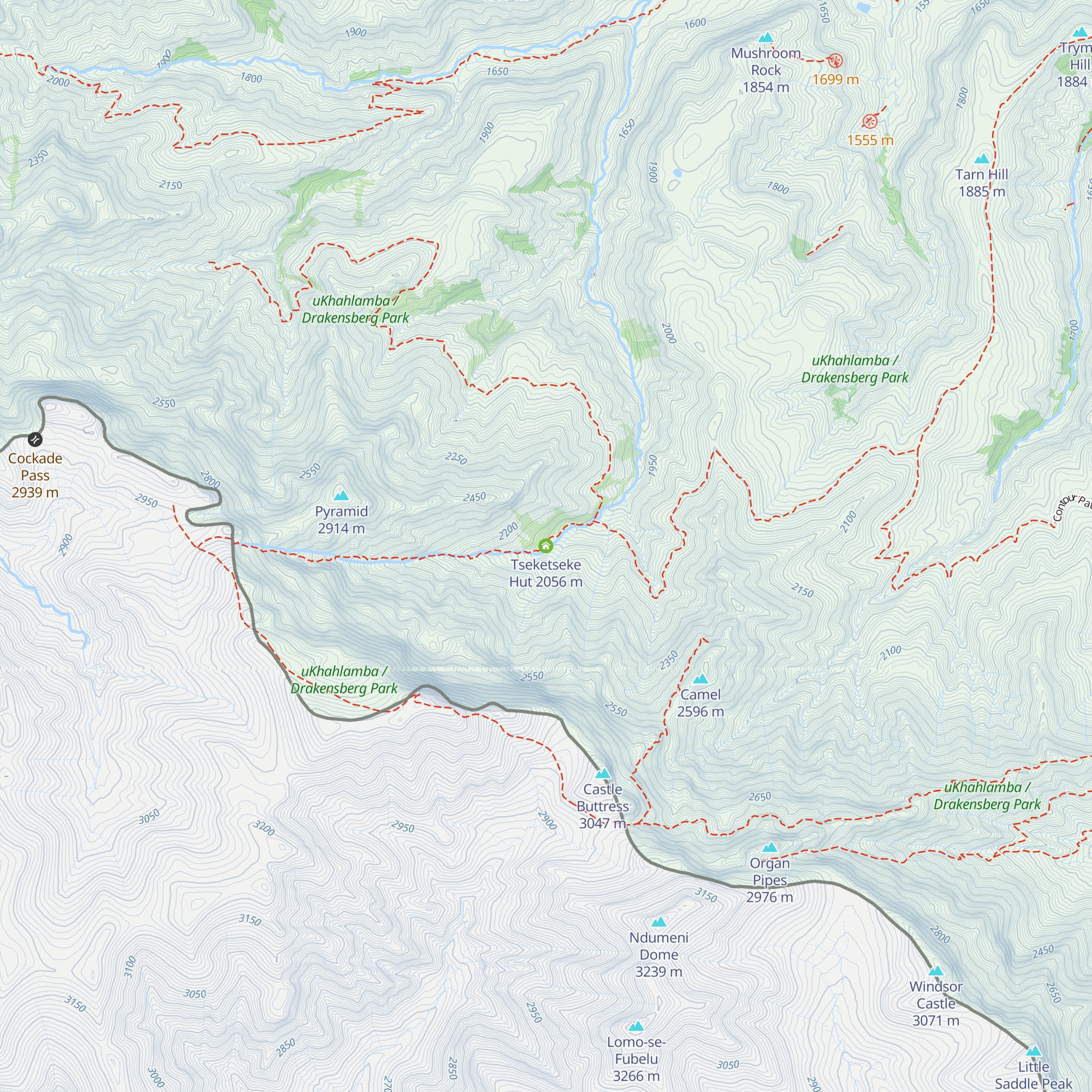 Tseketseke Hut map