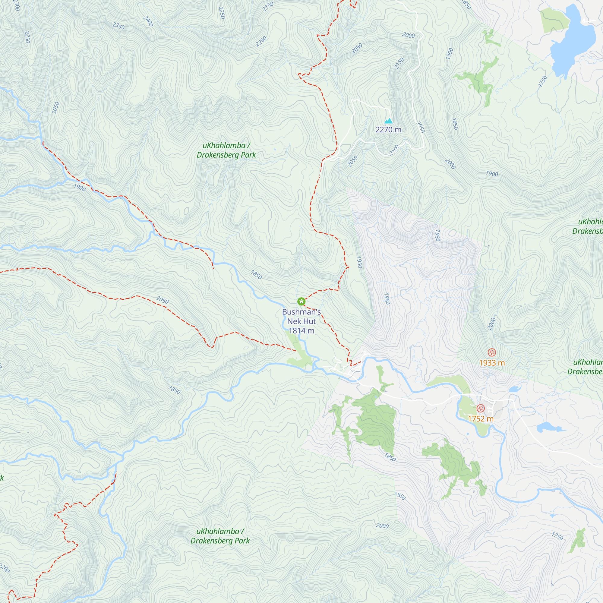 Bushman's Nek Hut map