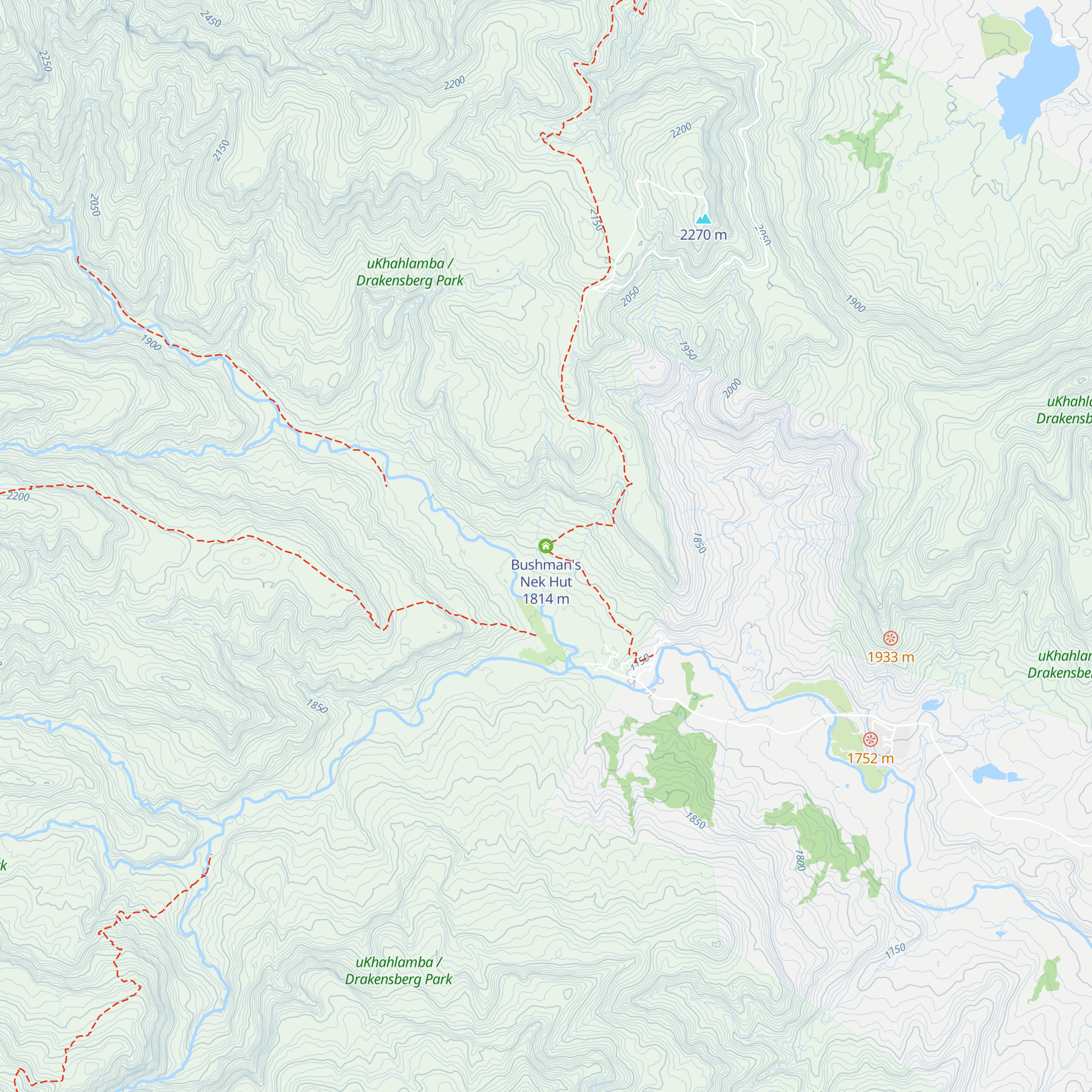 Bushman's Nek Hut map