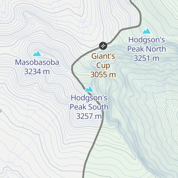 Map of Hodgson's Peak South