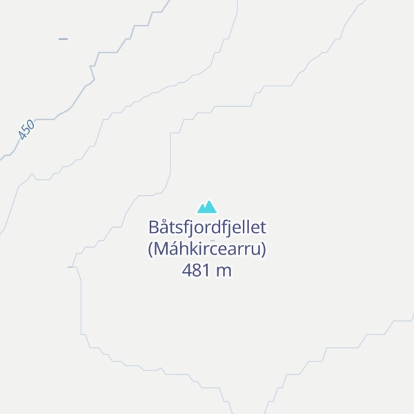 Map of Båtsfjordfjellet (Máhkircearru)