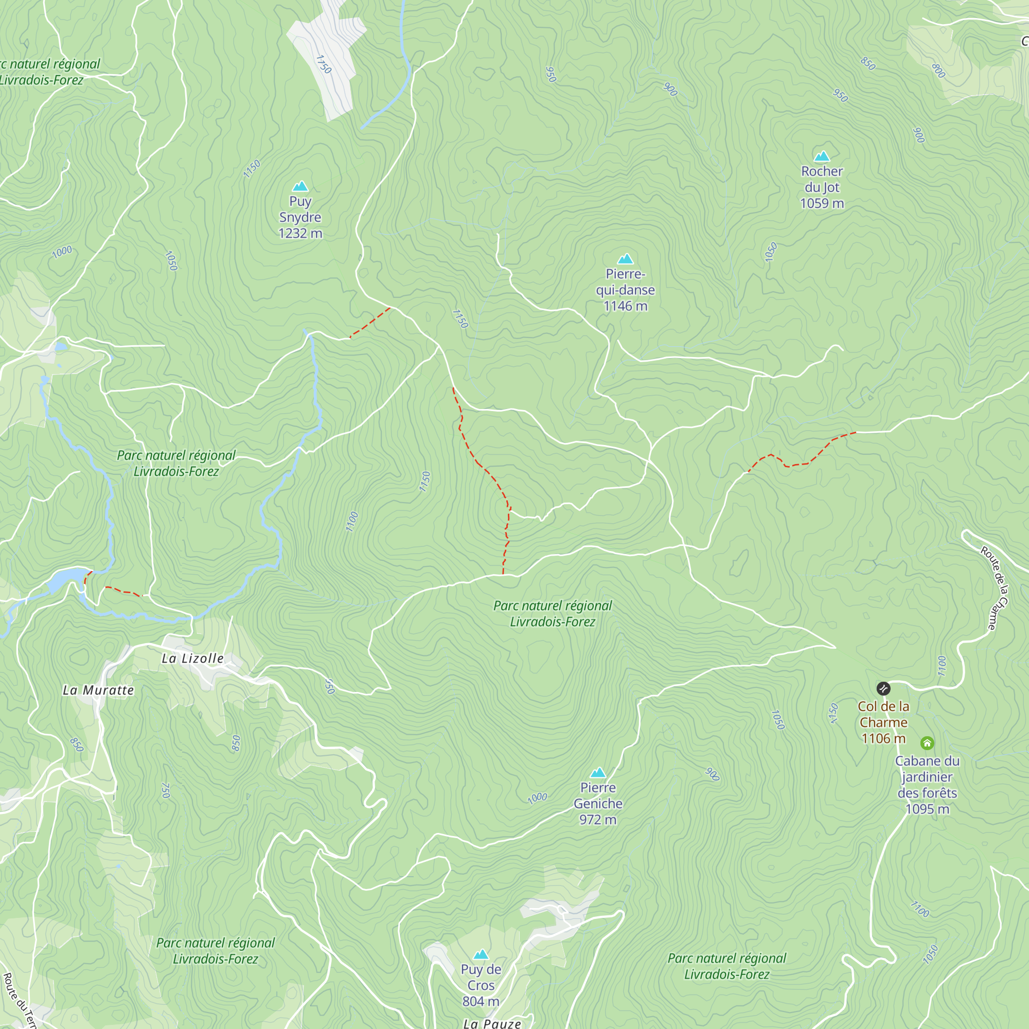Cabane du Puy de Montoncel map