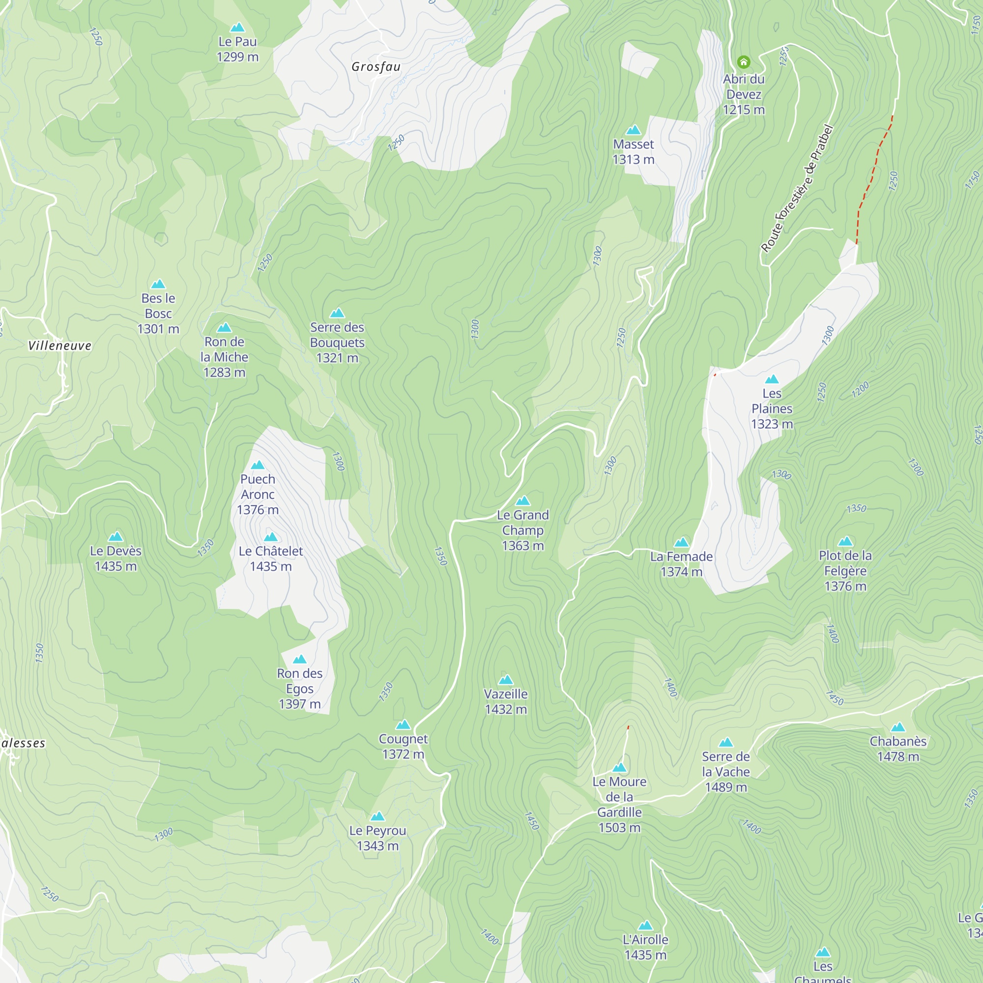 Refuge Nordique de Mercoire map