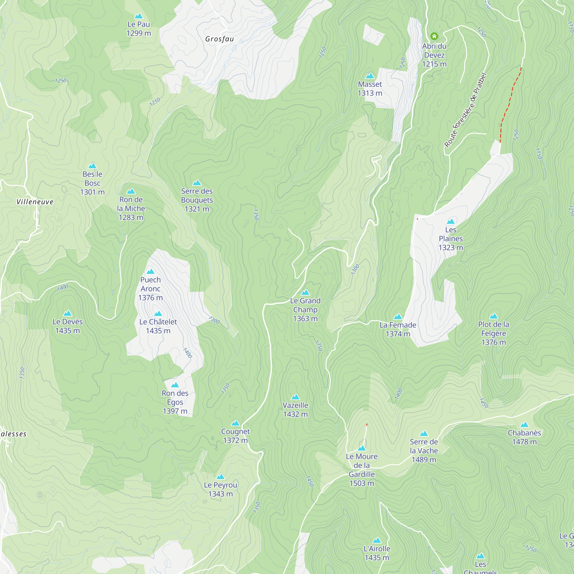 Refuge Nordique de Mercoire map