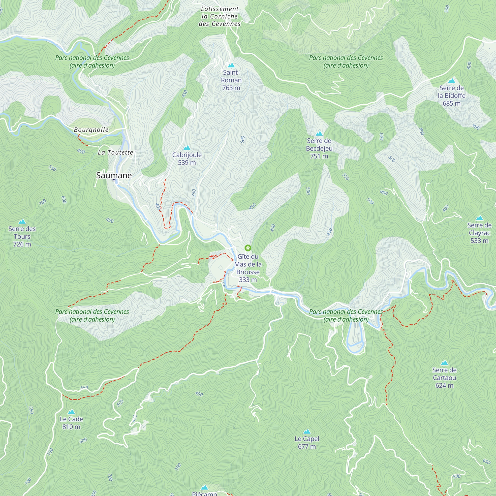Gîte du Mas de la Brousse map