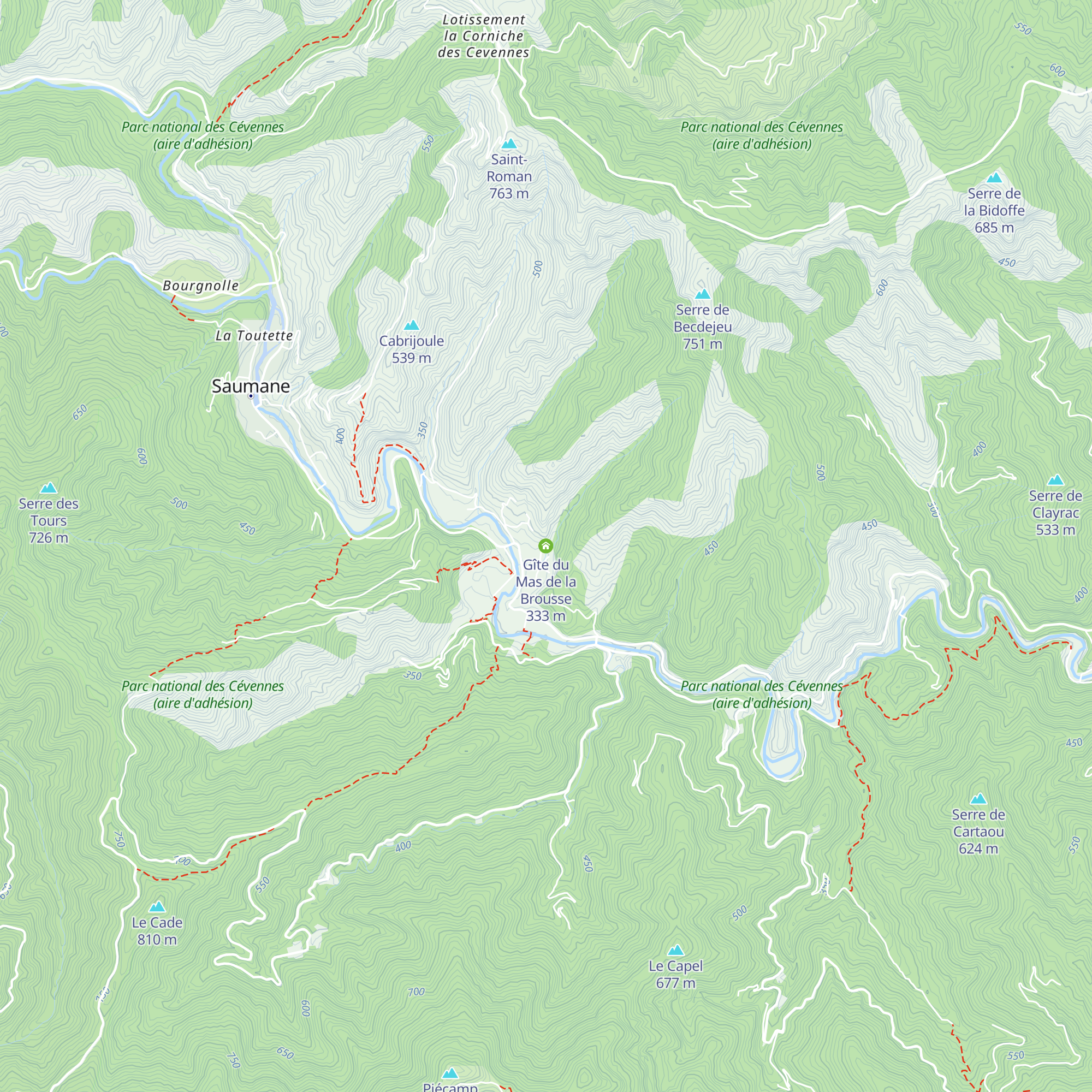 Gîte du Mas de la Brousse map