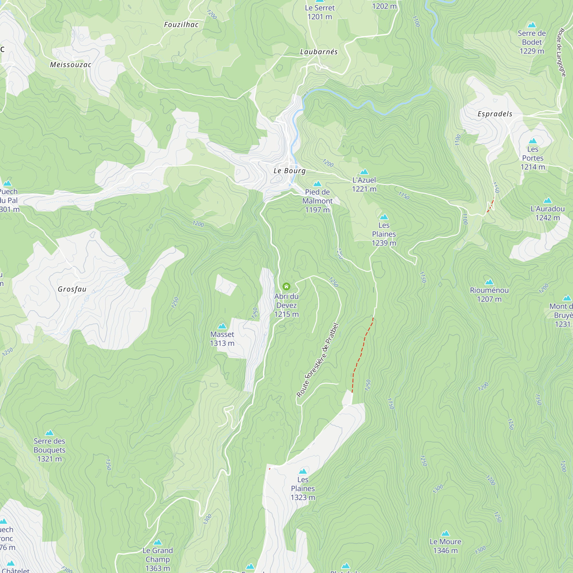 Abri du Devez map