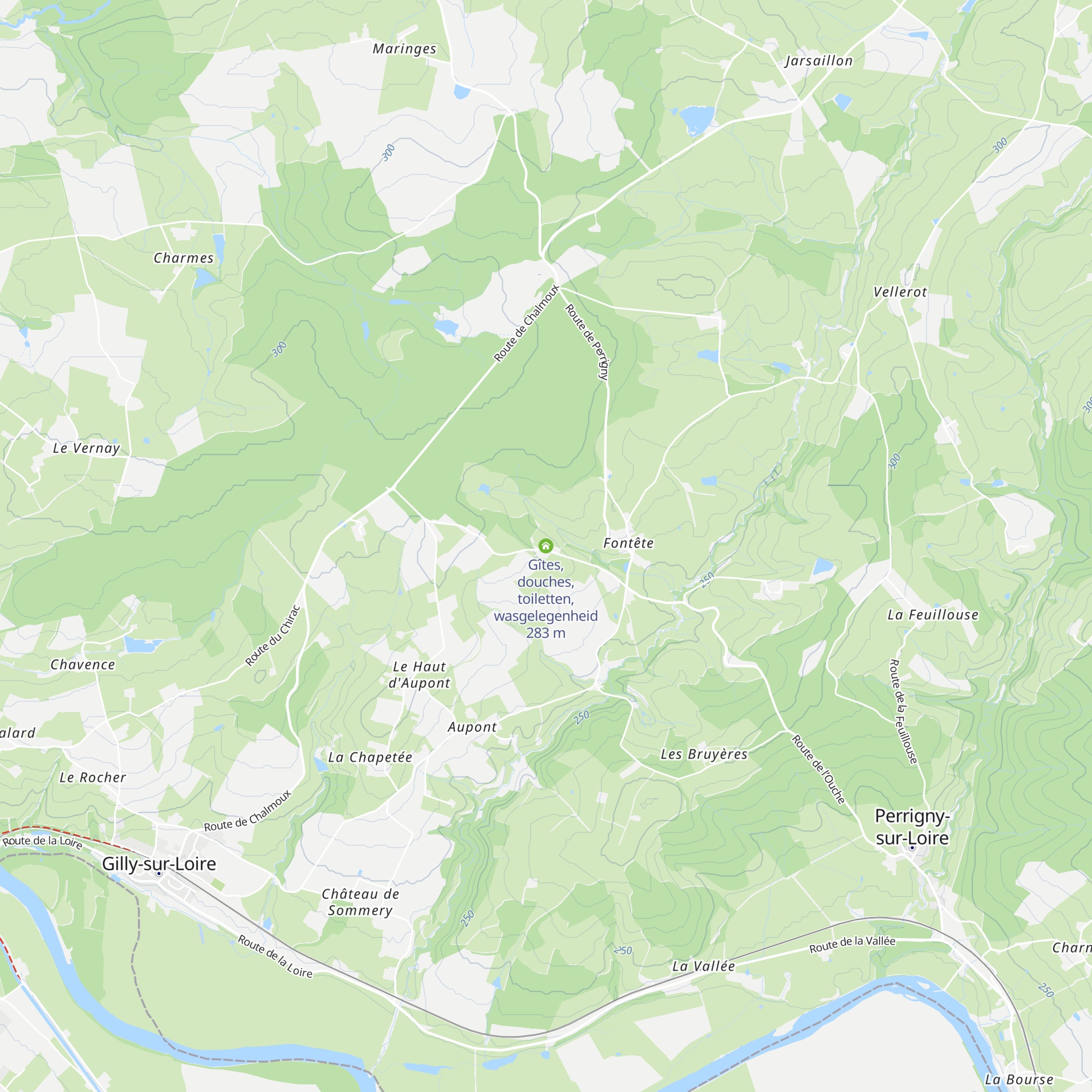 Gîtes, douches, toiletten, wasgelegenheid map
