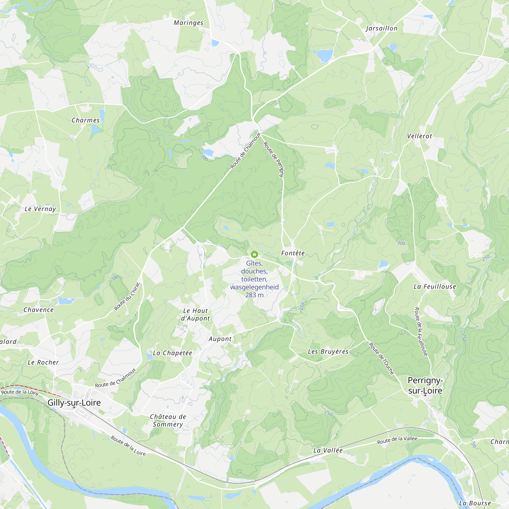 Gîtes, douches, toiletten, wasgelegenheid map