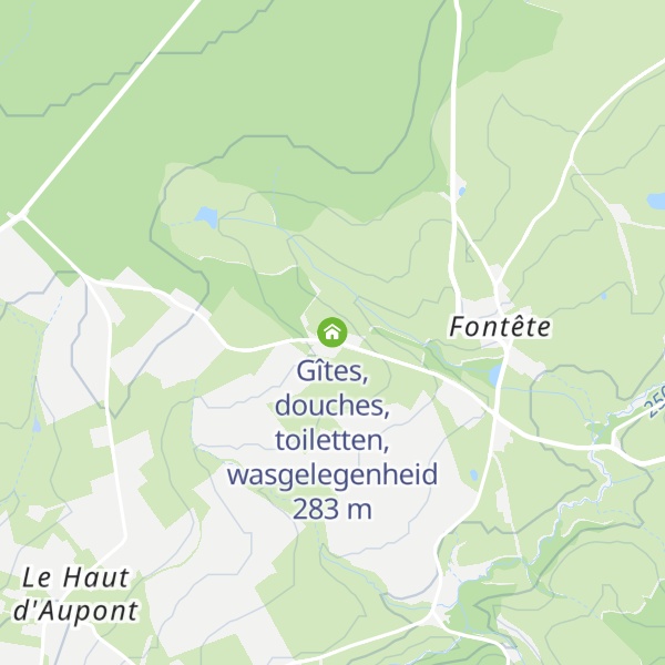Map of Gîtes, douches, toiletten, wasgelegenheid