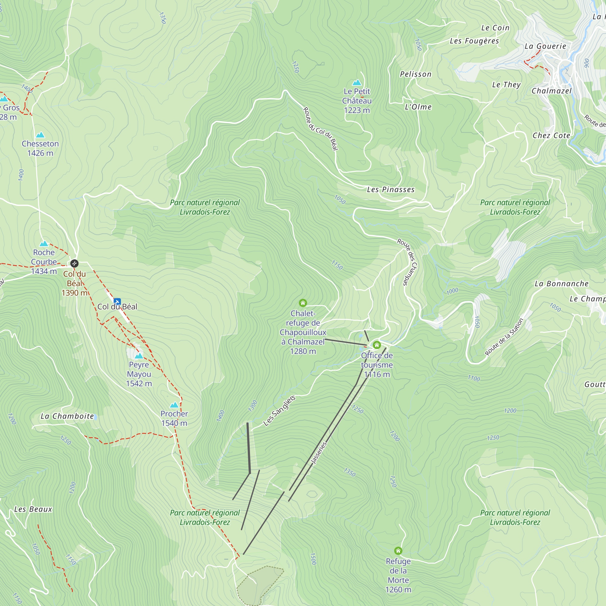 Chalet-refuge de Chapouilloux à Chalmazel map