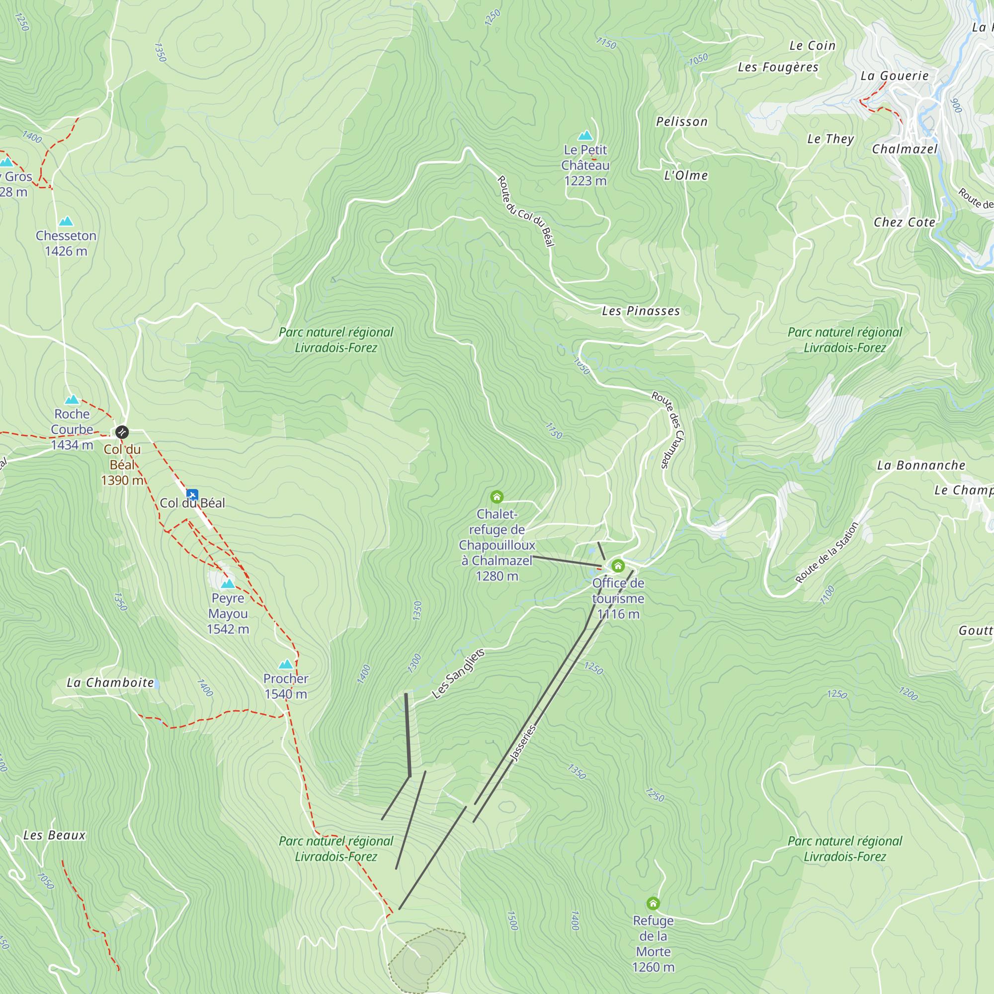 Chalet-refuge de Chapouilloux à Chalmazel map