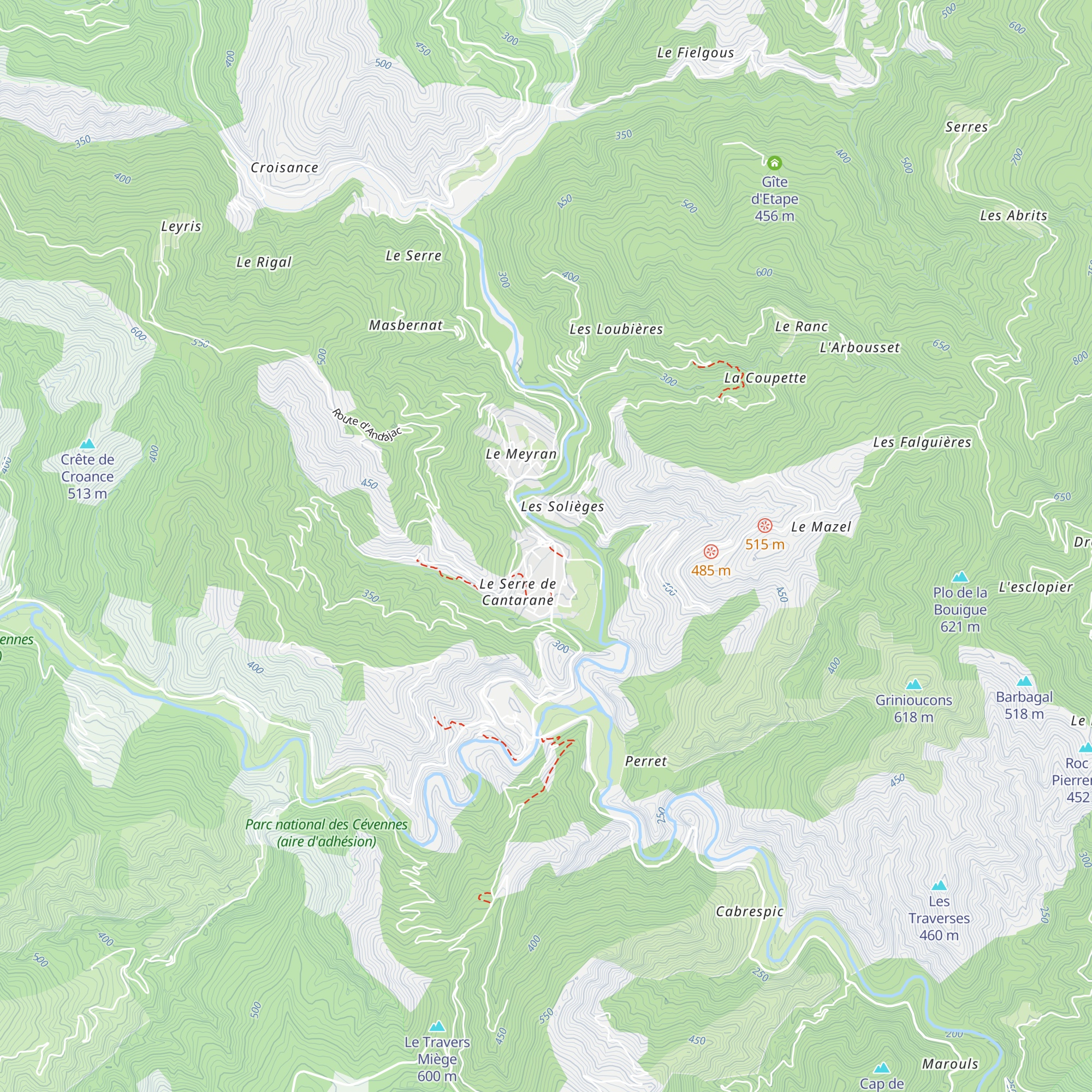 Gîte d'étape Las Catoussieire map