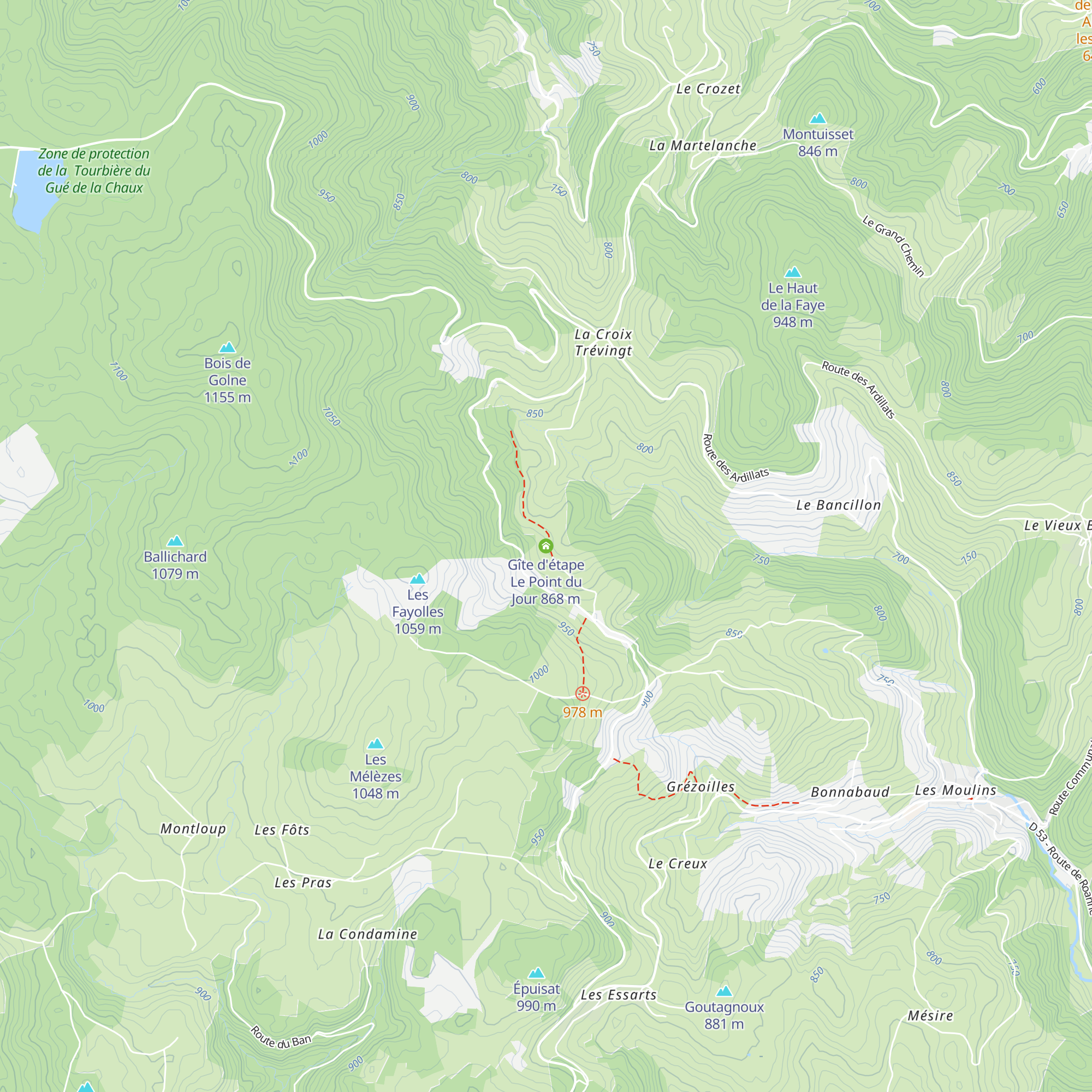Gîte d'étape Le Point du Jour map