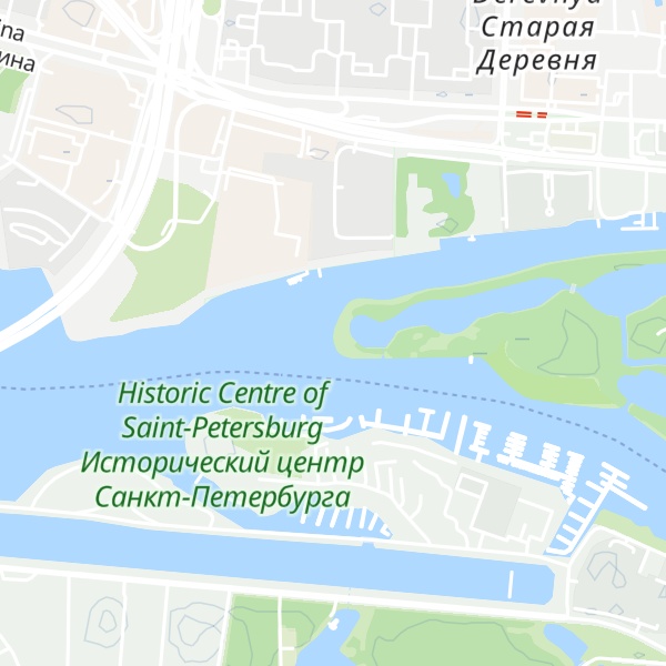 Map of Zapadnaya Strelka Elagina Ostrova