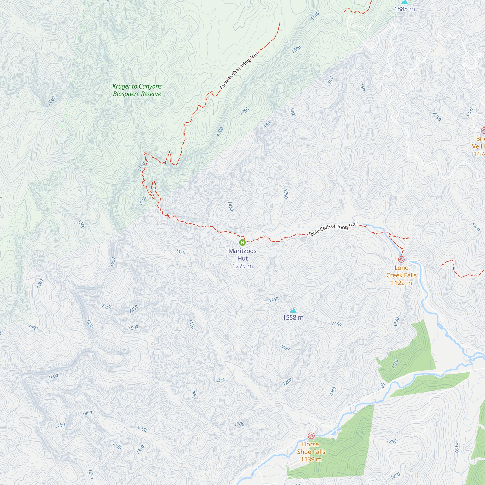 Maritzbos Hut map