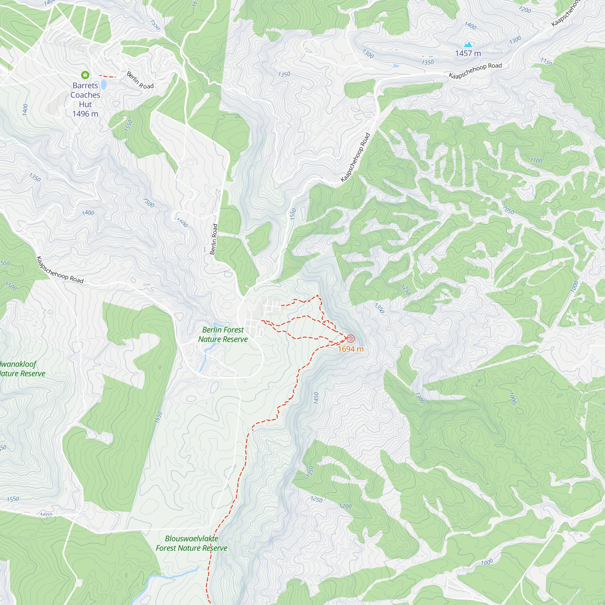 Kaapschehoop Hut map