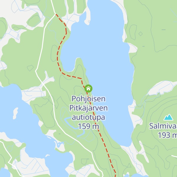 Map of Pohjoisen Pitkäjärven autiotupa