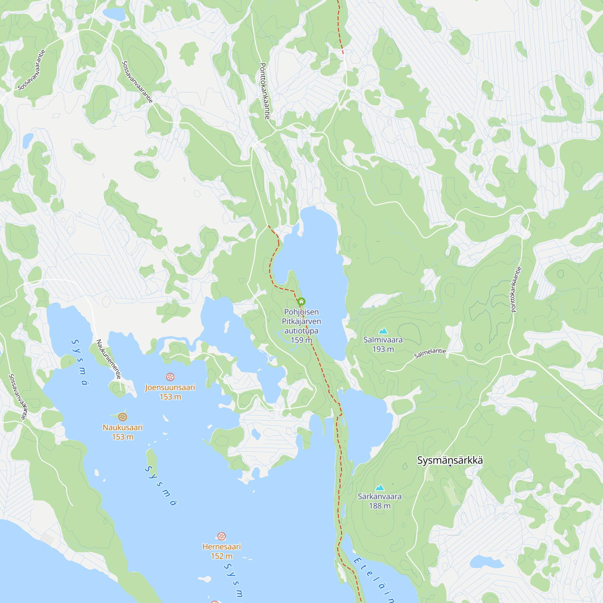 Pohjoisen Pitkäjärven autiotupa map