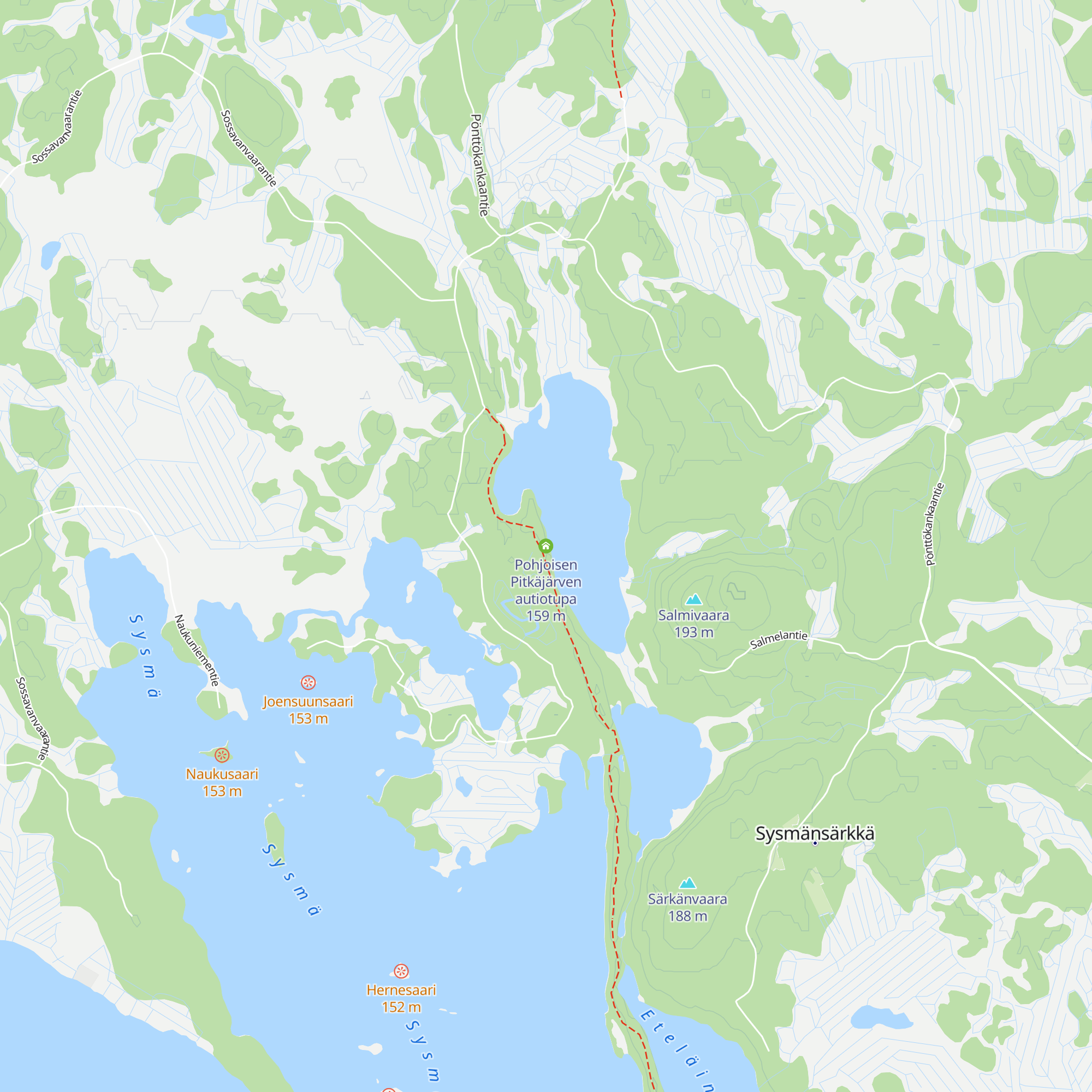 Pohjoisen Pitkäjärven autiotupa map