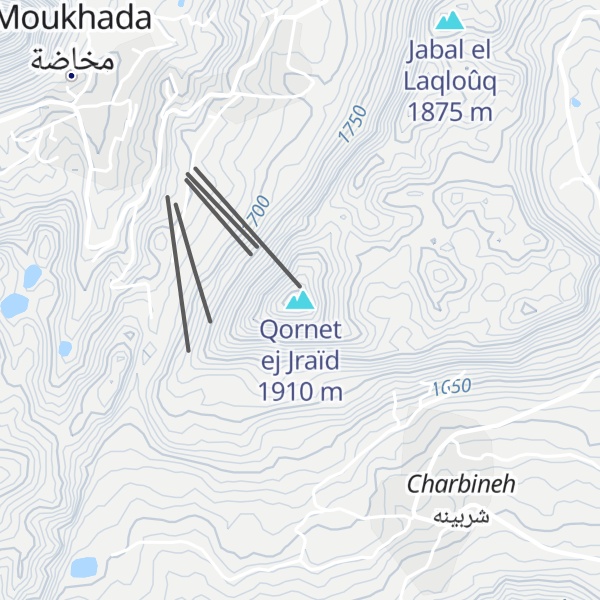 Map of Qornet ej Jraïd