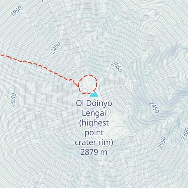 Map of Ol Doinyo Lengai (highest point crater rim)