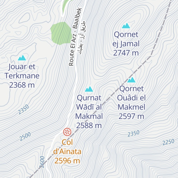 Map of Qurnat Wādī al Makmal
