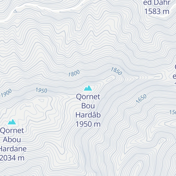 Map of Qornet Bou Hardâb
