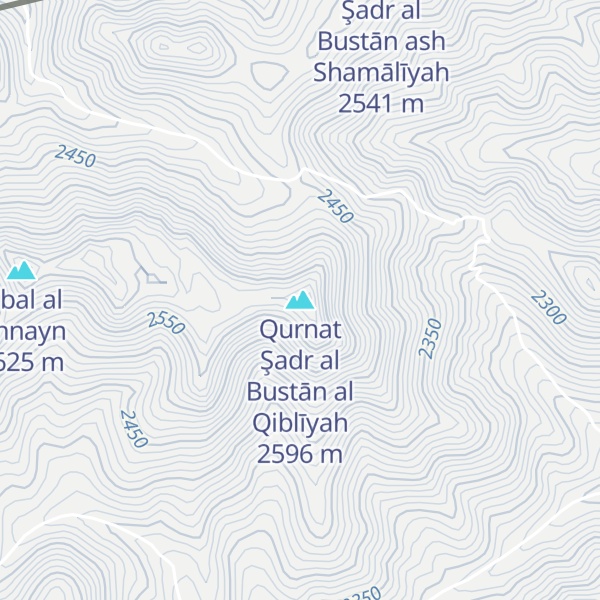 Map of Qurnat Şadr al Bustān al Qiblīyah