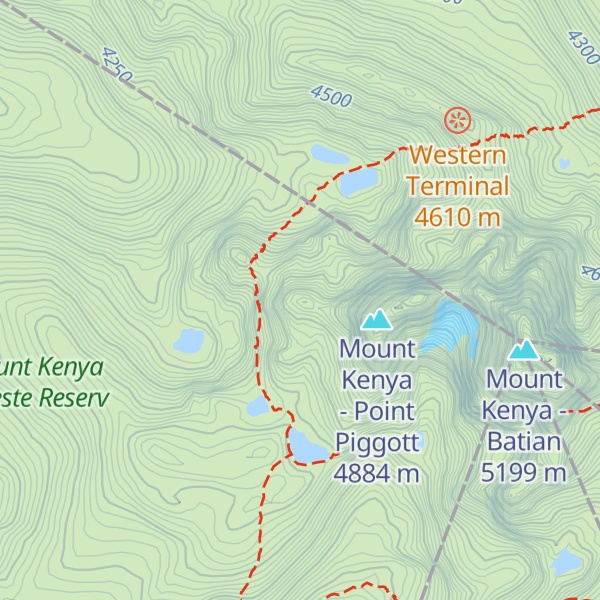 Map of Mount Kenya - Arthur's Seat